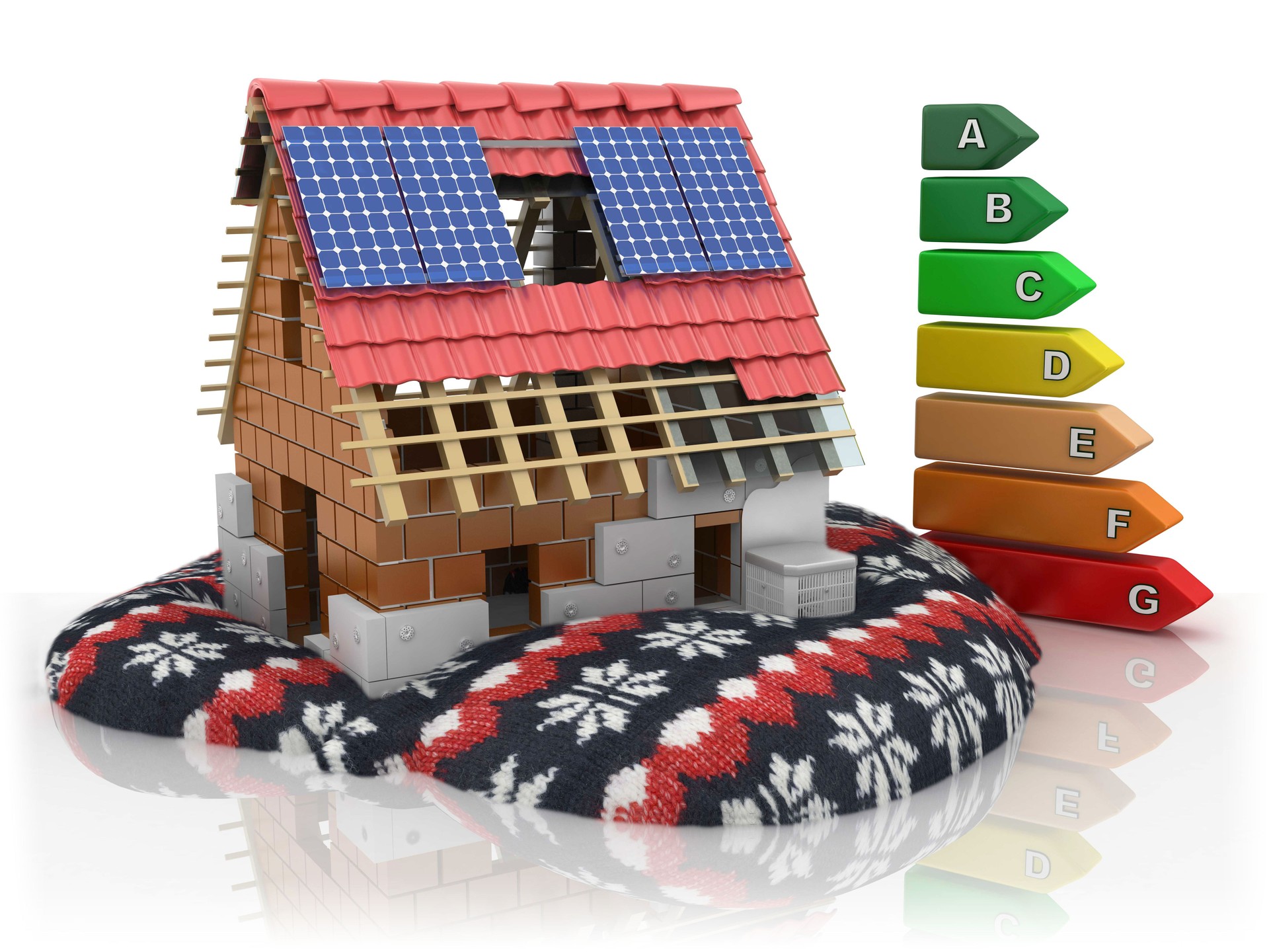 Energy Efficiency -  House for the Winter with Heat Pump  and Solar Panels